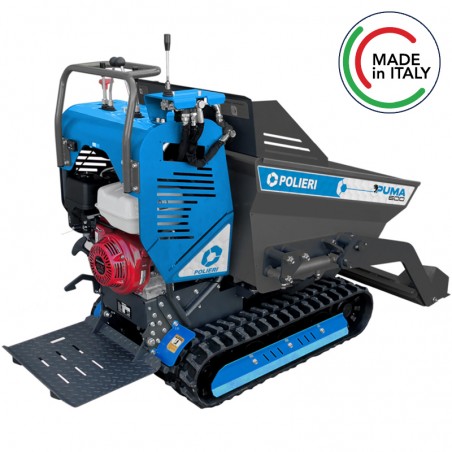 Mini dumper cingolato a scarico frontale Polieri Puma 600 ad avviamento elettrico, carico 600Kg