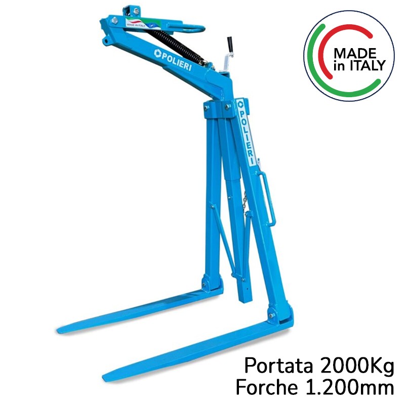 Forca per gru a bilancimento automatico Polieri FRC/120 lunghezza 1,2mt, portata 2.000Kg