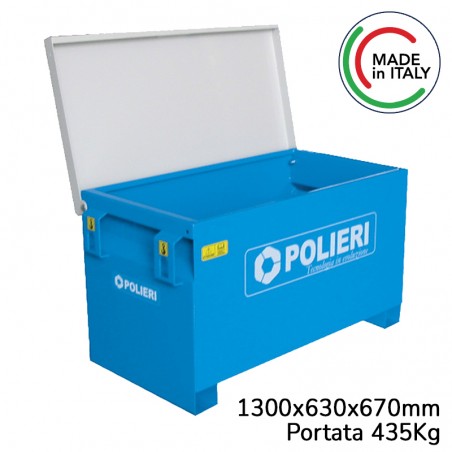 Cassone porta attrezzi Polieri 1300x630x670mm con 4 punti di sollevamento, portata 435kg