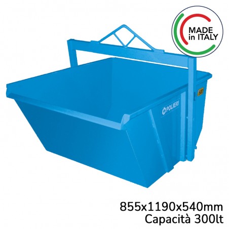 Benna autoscaricante per gru Polieri 855x1190x540mm capacità 300lt