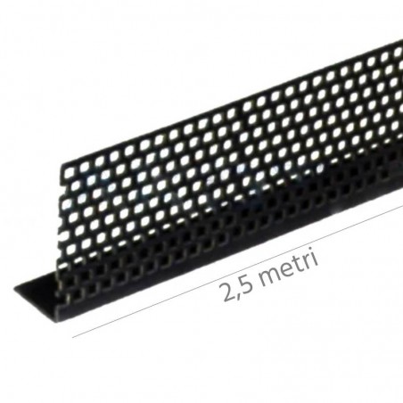 Rete parainsetti con profilo a L Dakota 30x90x2500mm in PVC nero per tetti ventilati (10pz)