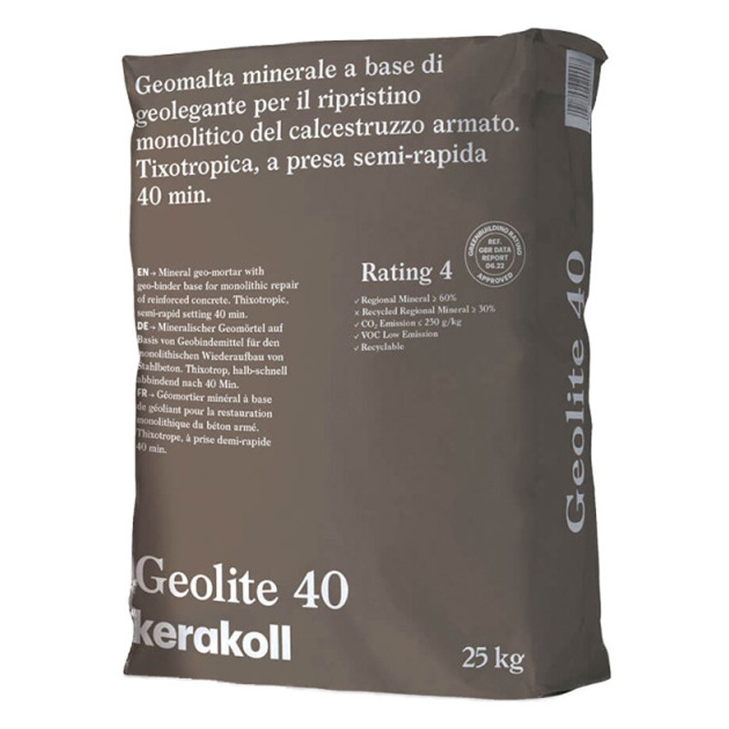 Geomalta minerale Kerakoll Geolite 40 per ripristino calcestruzzo armato (sacco da 25 Kg)