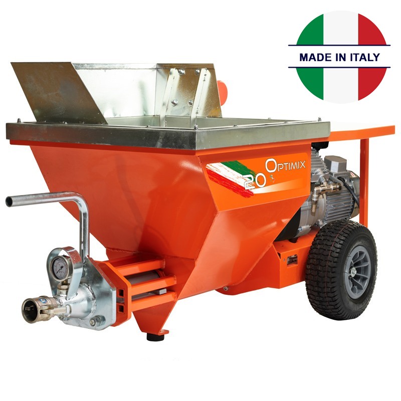 Intonacatrice Mixer Optimix 20 trifase 5.5kW granulometria 6mm, serbatoio da 80 litri