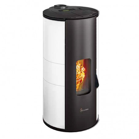 Stufa a pellet ermetica TermoVana Louvre 9 PJ Bianca con scarico Poujolat, 8,8kW