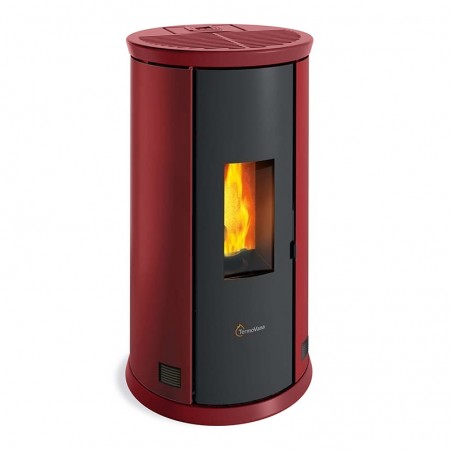 Stufa a pellet ermetica TermoVana Fancy 12 Rosso Vintage canalizzabile a 2 vie indipendenti, 11kW