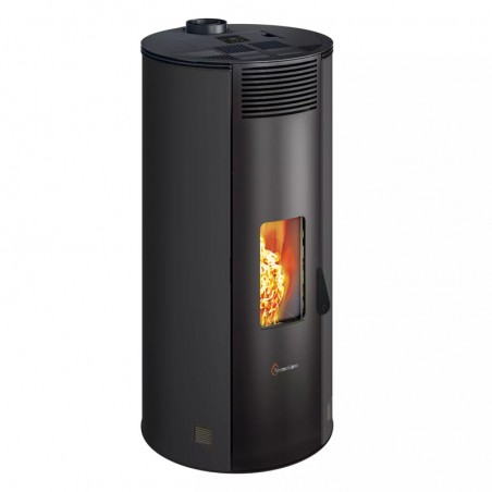 Stufa a pellet ermetica TermoVana Fancy 12 PJ Nera scarico Poujolat e canalizzazione 2 vie, 11kW