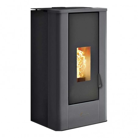 Stufa a pellet ermetica TermoVana Kube 9.0 Antracite con display e top in ceramica, 8kW