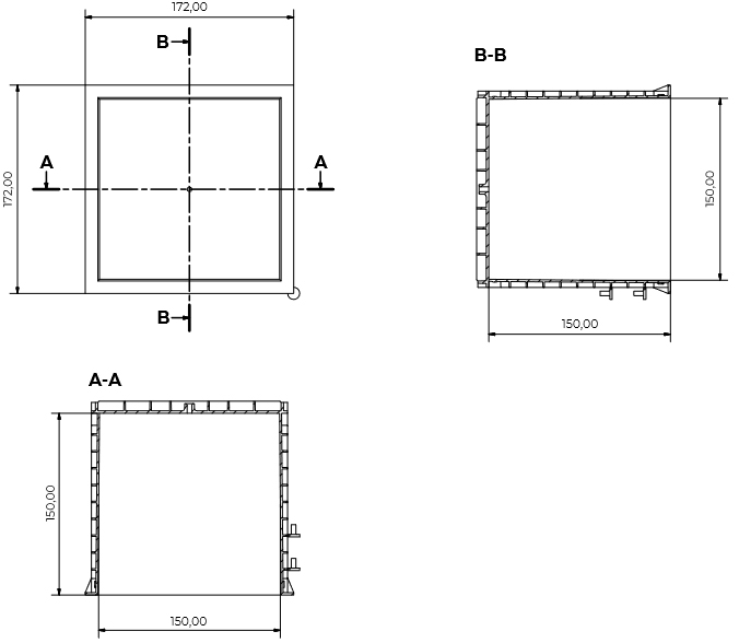 Schema tecnico Eco cubiera per test calcestruzzo Dakota