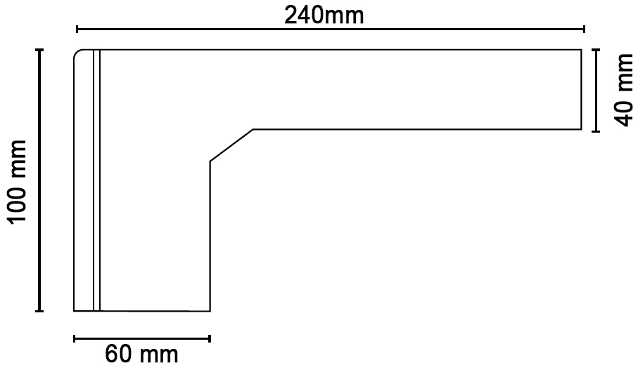 Schema tecnico elemento di supporto DK-FIX per cappotti 100 mm Dakota