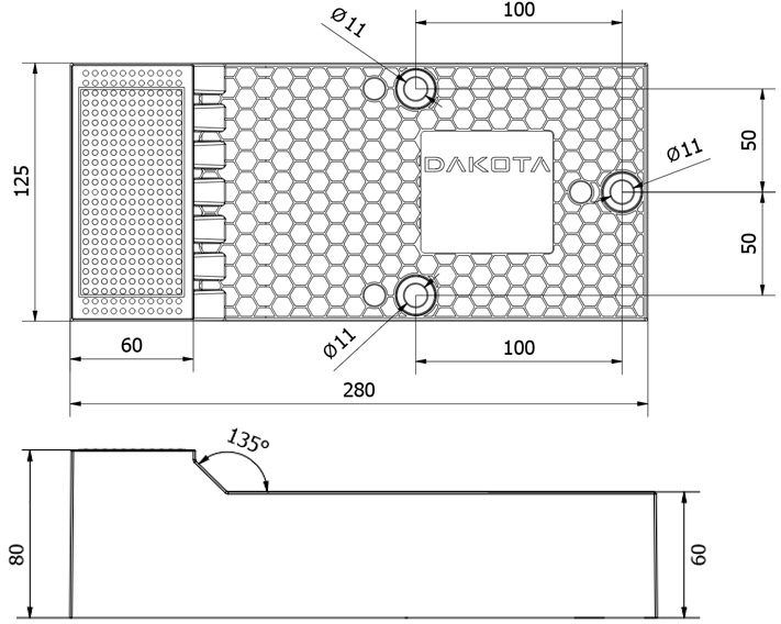 Schema tecnico elemento di supporto DK-MY FIX per cappotti 80 mm Dakota