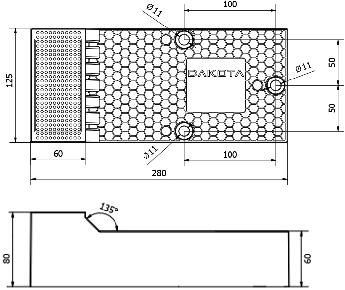 Schema tecnico elemento di supporto DK-MY FIX per cappotti Dakota