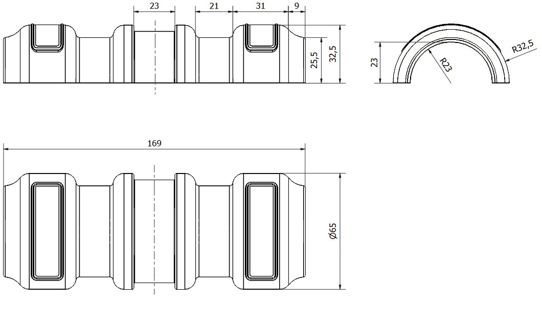 Schema tecnico coprimtubo per ponteggi Dakota