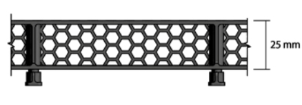 Schema tecnico listello areato esagonale nero Dakota