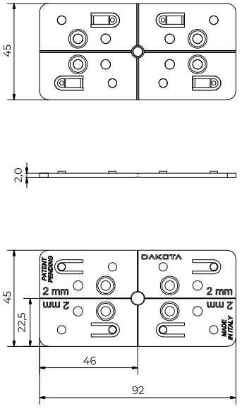 Schema tecnico spessore 2mm Dakota