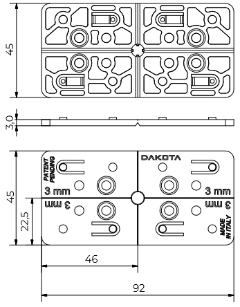 Schema tecnico spessore 3mm Dakota