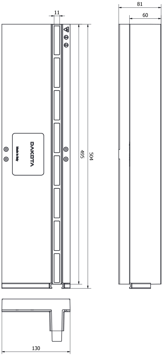 Schema tecnico Dakota griglia a fessura