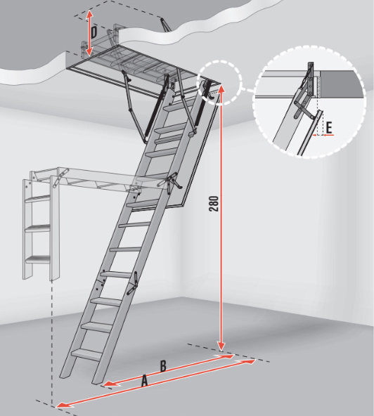 Schema tecnico scala Dakota in legno