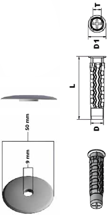 Schema tecnico Dakota kit tassello antisfondellamento basso spessore