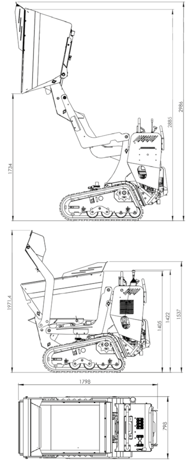 Schema tecnico Polieri mini dumper Puma 800 scarico alto