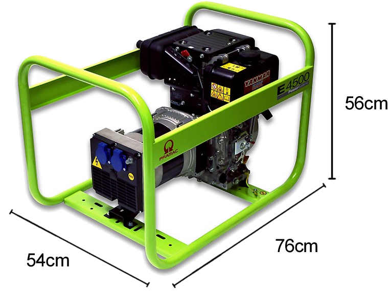 Schema tecnico generatore di corrente portatile E4500 monofase Pramac