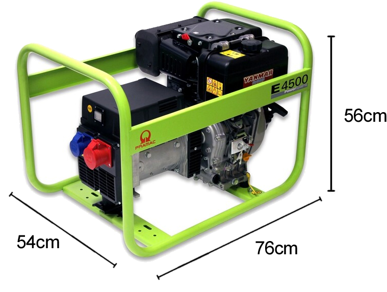 Schema tecnico generatore di corrente portatile E4500 trifase Pramac