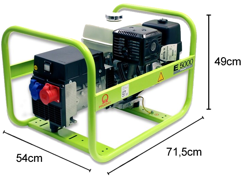 Schema tecnico generatore di corrente portatile E5000 trifase Pramac