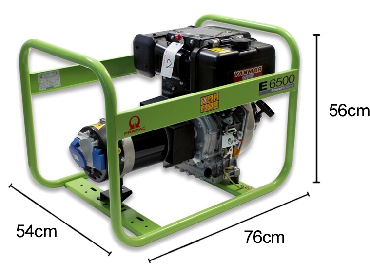 Schema tecnico generatore di corrente portatile E6500 monofase Pramac