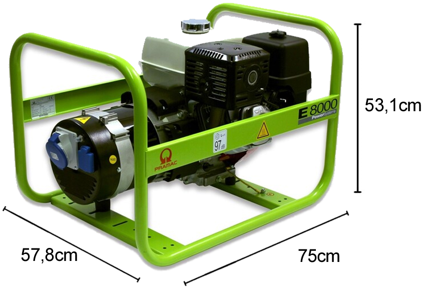 Schema tecnico generatore di corrente portatile E8000 Pramac