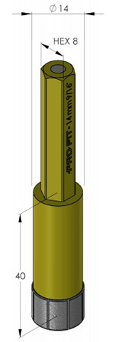 Schema tecnico fresa diamantata Diamond Dry ProFit 14 mm