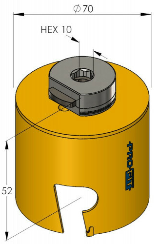 Schema tecnico sega a tazza Multi Purpose ProFit 70 mm