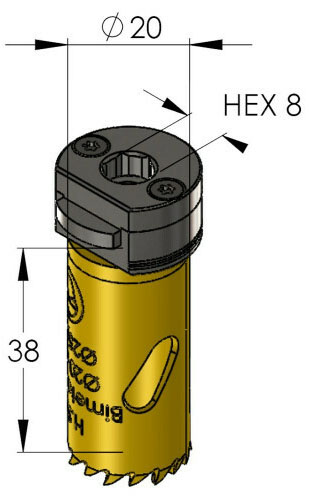 Schema tecnico sega a tazza per metalli Bimetal Plus ProFit 20mm