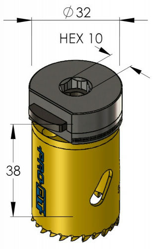 Schema tecnico sega a tazza per metalli Bimetal Plus ProFit 32mm