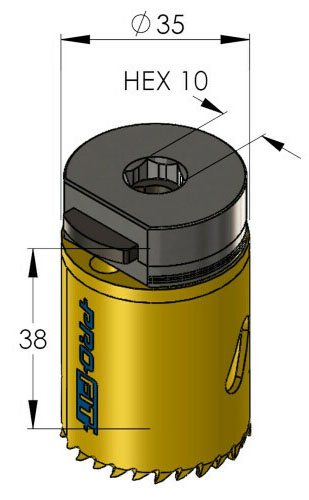 Schema tecnico sega a tazza per metalli Bimetal Plus ProFit 35mm