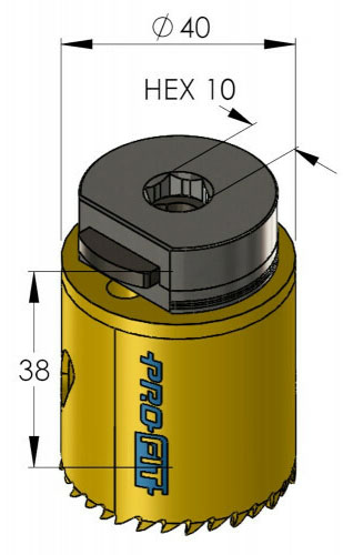 Schema tecnico sega a tazza per metalli Bimetal Plus ProFit 40mm