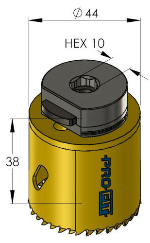 Schema tecnico sega a tazza per metalli Bimetal Plus ProFit 44mm