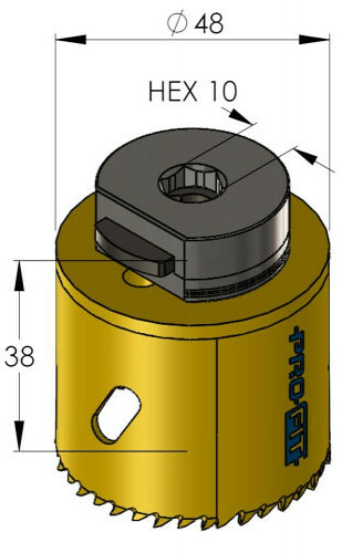 Schema tecnico sega a tazza per metalli Bimetal Plus ProFit 48mm