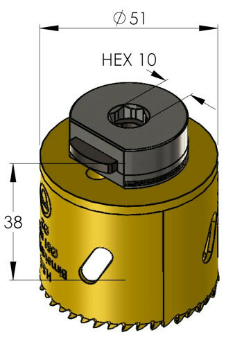 Schema tecnico sega a tazza per metalli Bimetal Plus ProFit 51mm