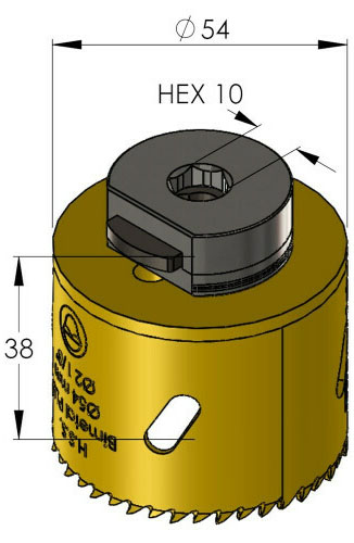 Schema tecnico sega a tazza per metalli Bimetal Plus ProFit 54mm