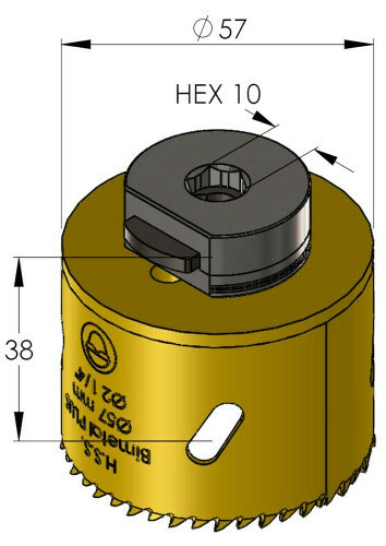 Schema tecnico sega a tazza per metalli Bimetal Plus ProFit 57mm