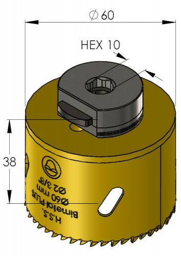 Schema tecnico sega a tazza per metalli Bimetal Plus ProFit 60mm