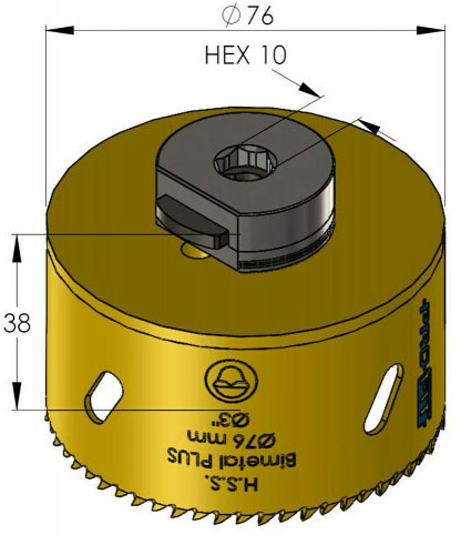 Schema tecnico sega a tazza per metalli Bimetal Plus ProFit 76mm