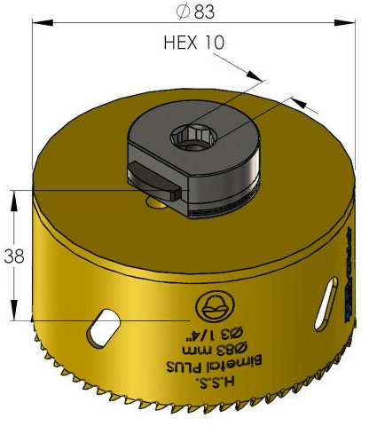 Schema tecnico sega a tazza per metalli Bimetal Plus ProFit 83mm