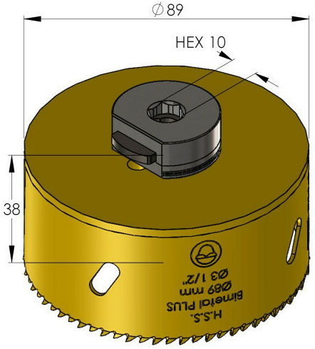 Schema tecnico sega a tazza per metalli Bimetal Plus ProFit 89mm