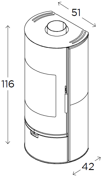 Schema tecnico stufa a legna Vitre 7.5 Tecnovana