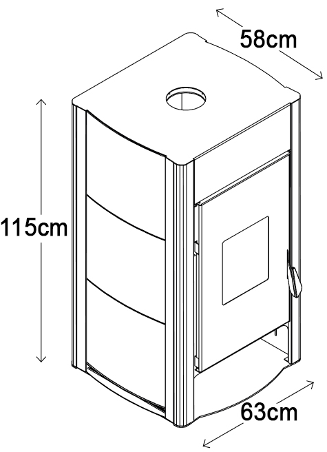 Schema tecnico stufa a legna Aurora 12 Tecnovana