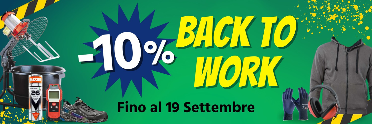 Back to Work 2024 su FvlEdilizia.it - Sconti fino al -45% su Abbigliamento e Attrezzatura da Lavoro, solo fino a Giovedì 19 Settembre